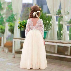 2BUNNIES Ivory Lace & Tulle Special Occasion Long Dress sz 6 NEW Flower Girl NWT